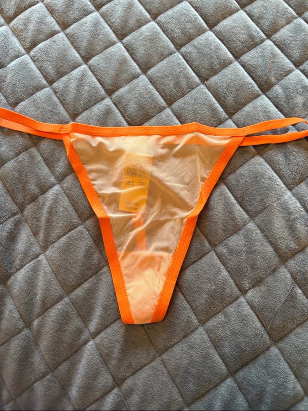aerie Orange Sheer Mesh Thong
